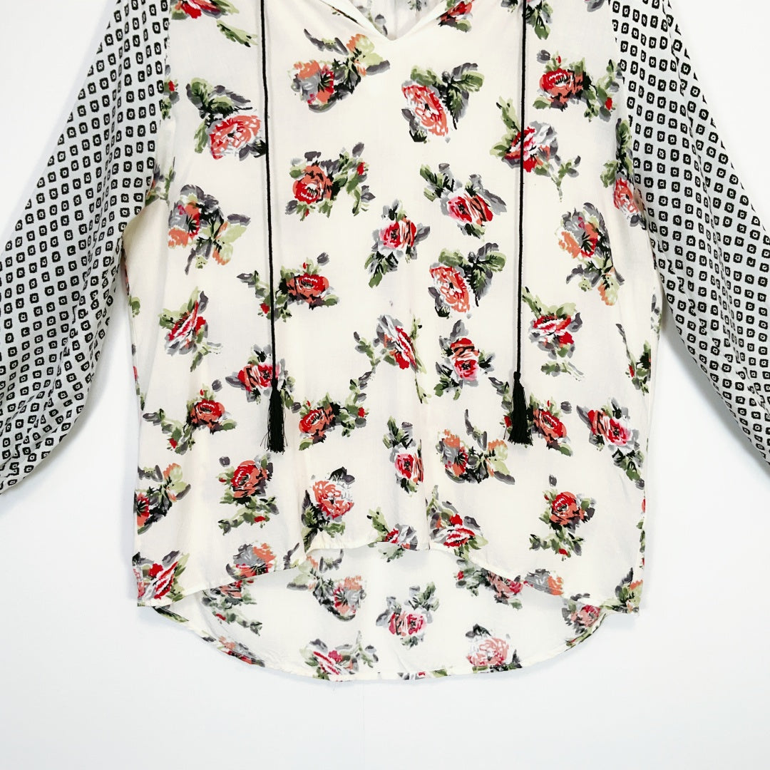 Random - Floral Print Long-Sleeve Top