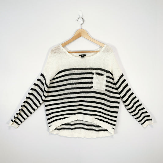 H&M - Cream & Black Striped Knit Sweater