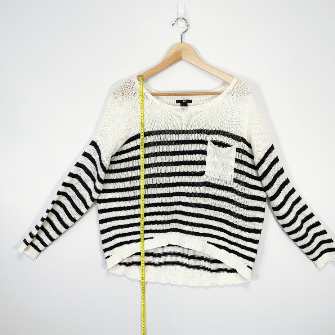 H&M - Cream & Black Striped Knit Sweater