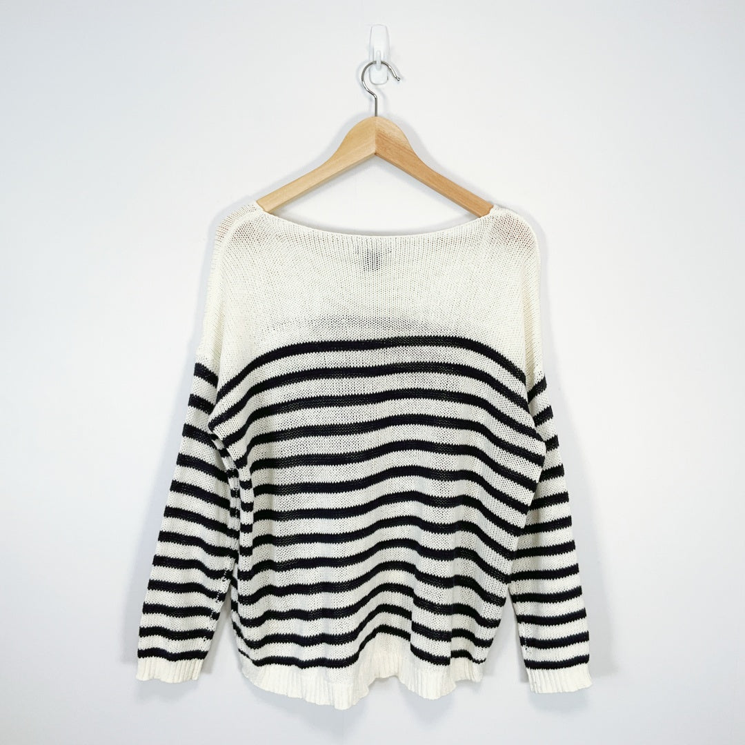 H&M - Cream & Black Striped Knit Sweater