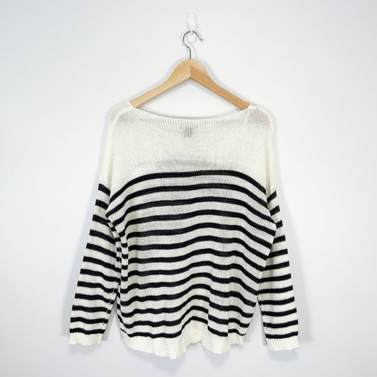H&M - Cream & Black Striped Knit Sweater