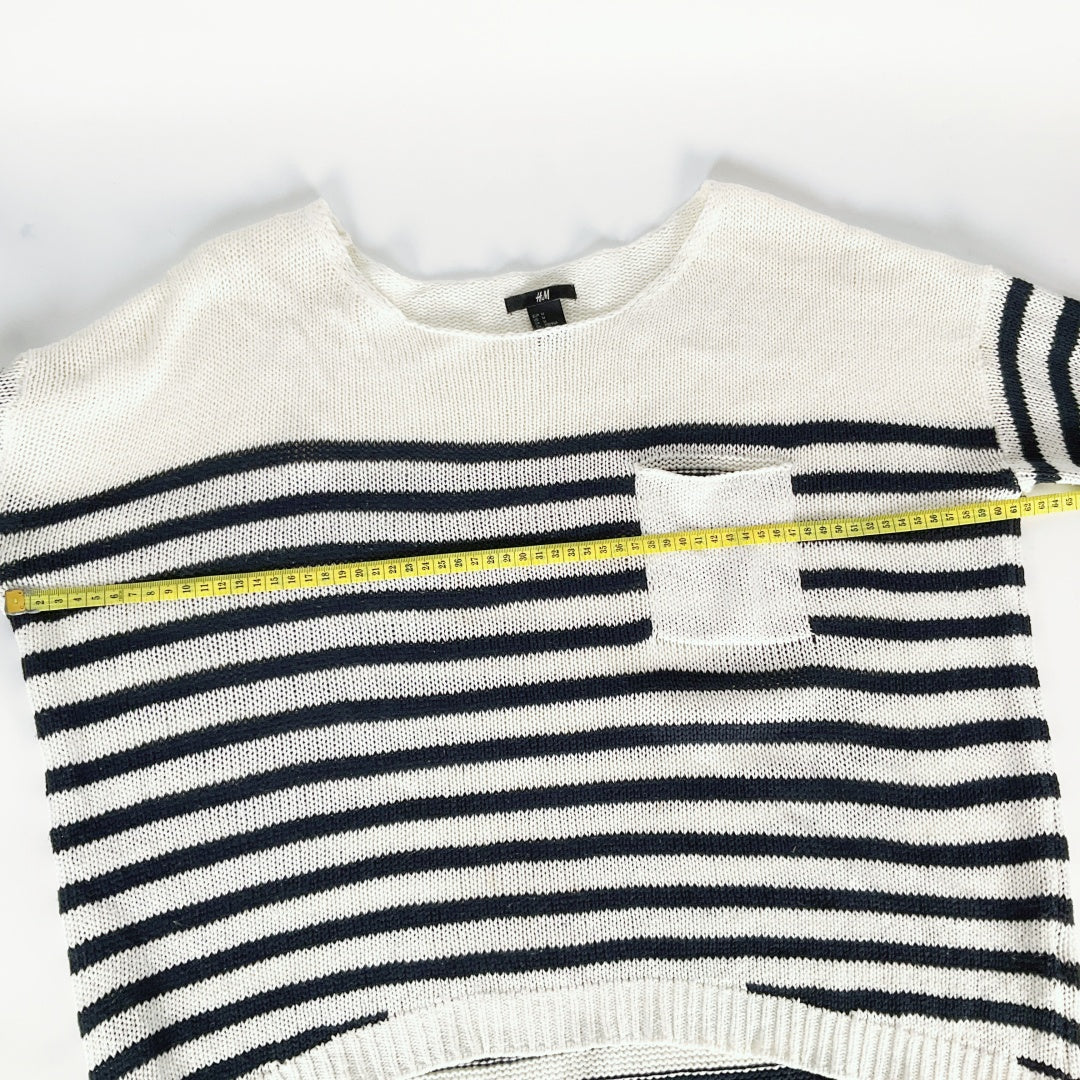 H&M - Cream & Black Striped Knit Sweater