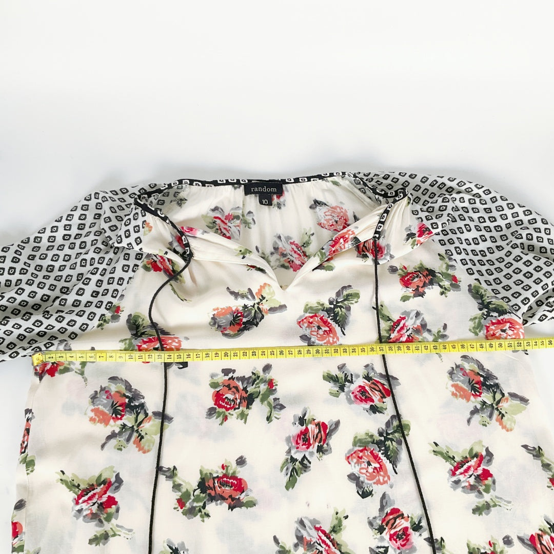 Random - Floral Print Long-Sleeve Top