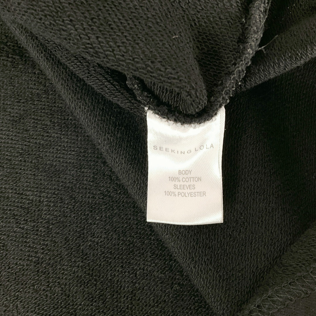 SEEKING LOLA - Black Top with Floral Sleeves