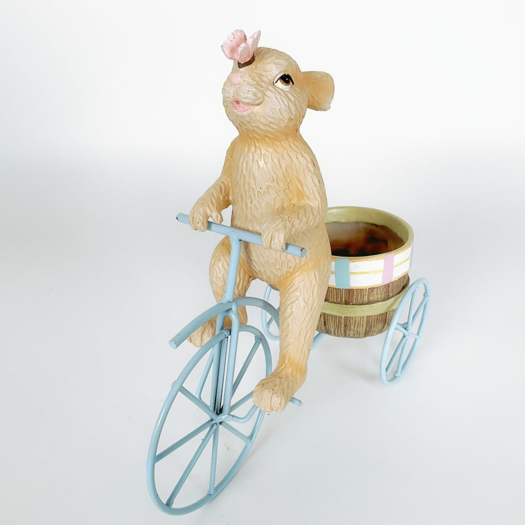 Bunny on a Tricycle with Butterfly &  Basket