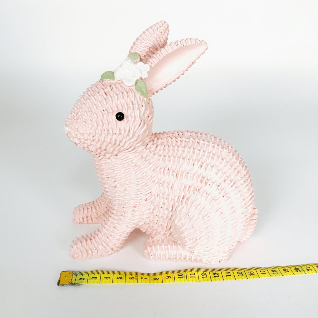 Pink Rattan-Style Bunny