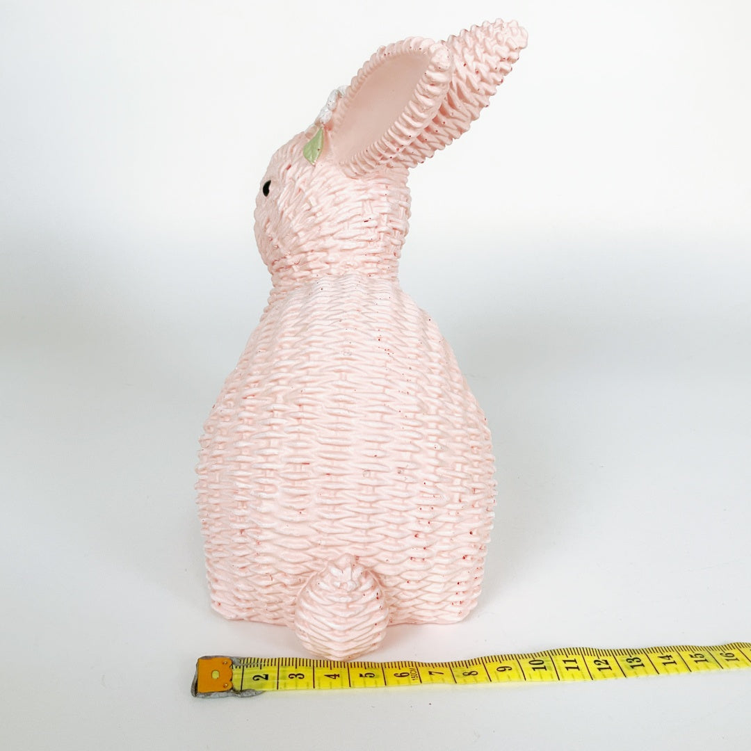 Pink Rattan-Style Bunny