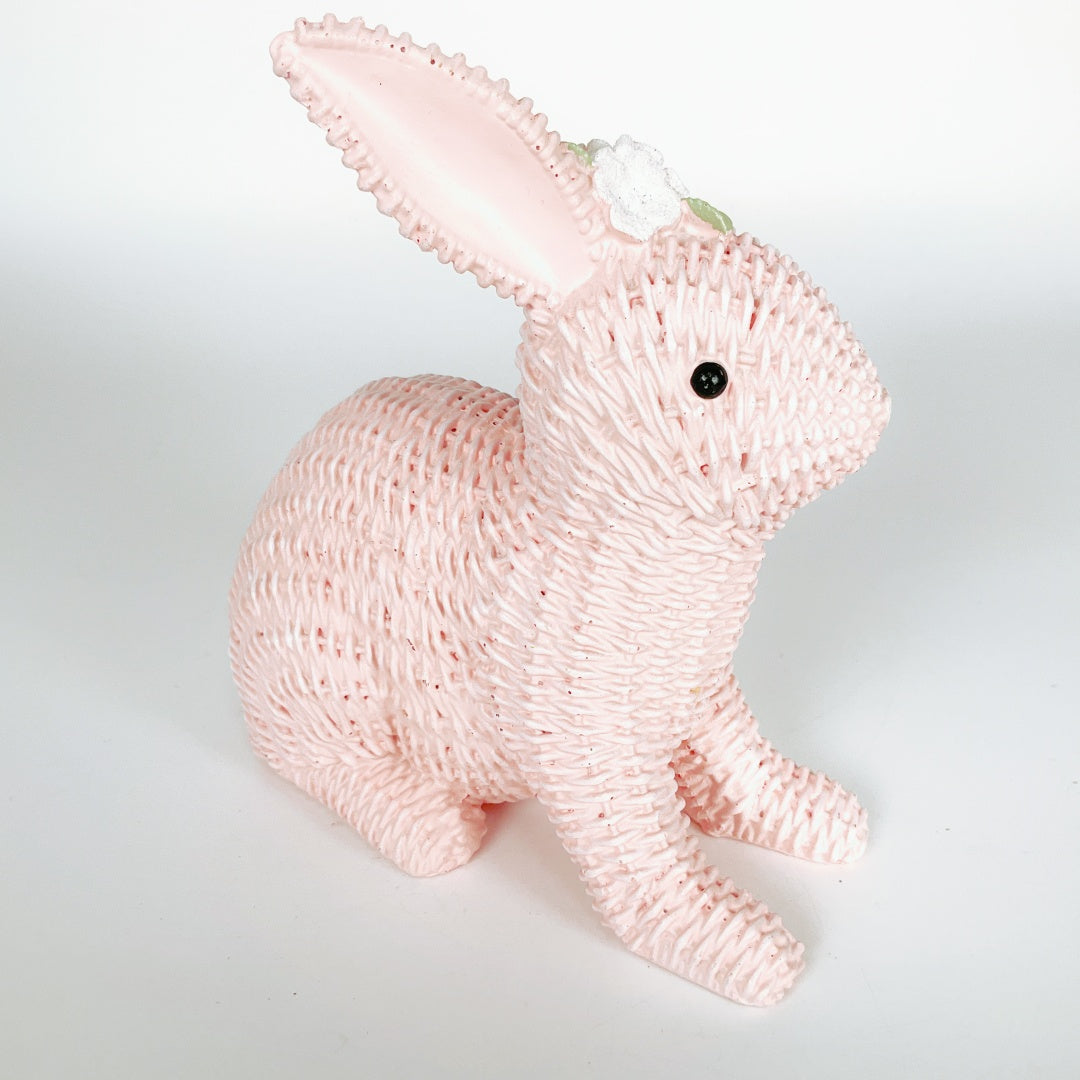 Pink Rattan-Style Bunny