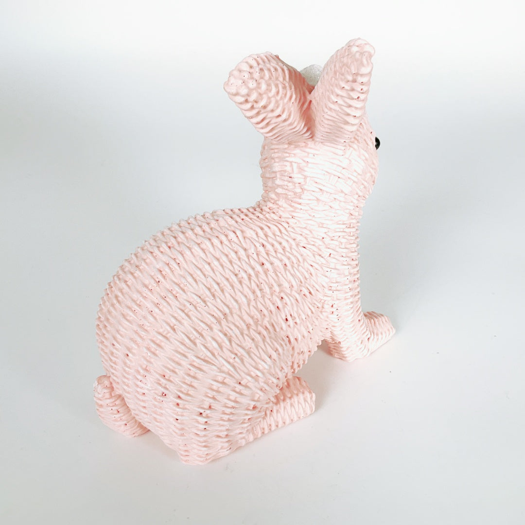 Pink Rattan-Style Bunny