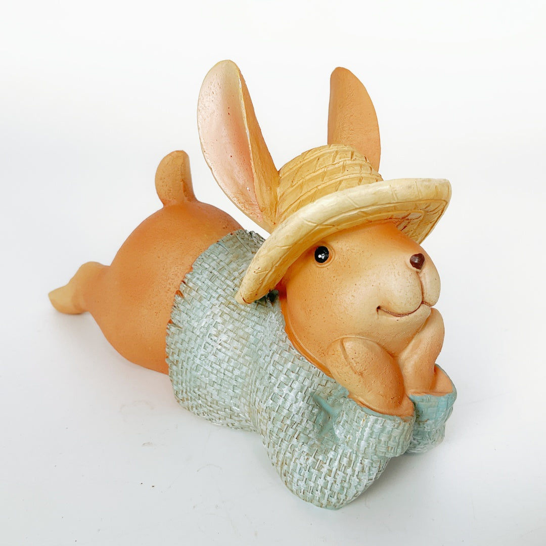 Charming Country Bunny with Straw Hat & Jacket
