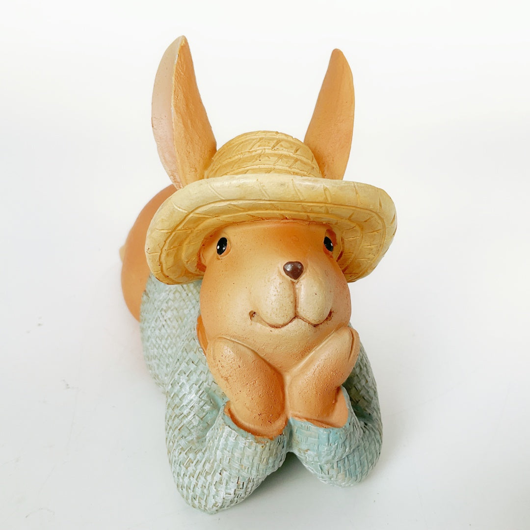 Charming Country Bunny with Straw Hat & Jacket