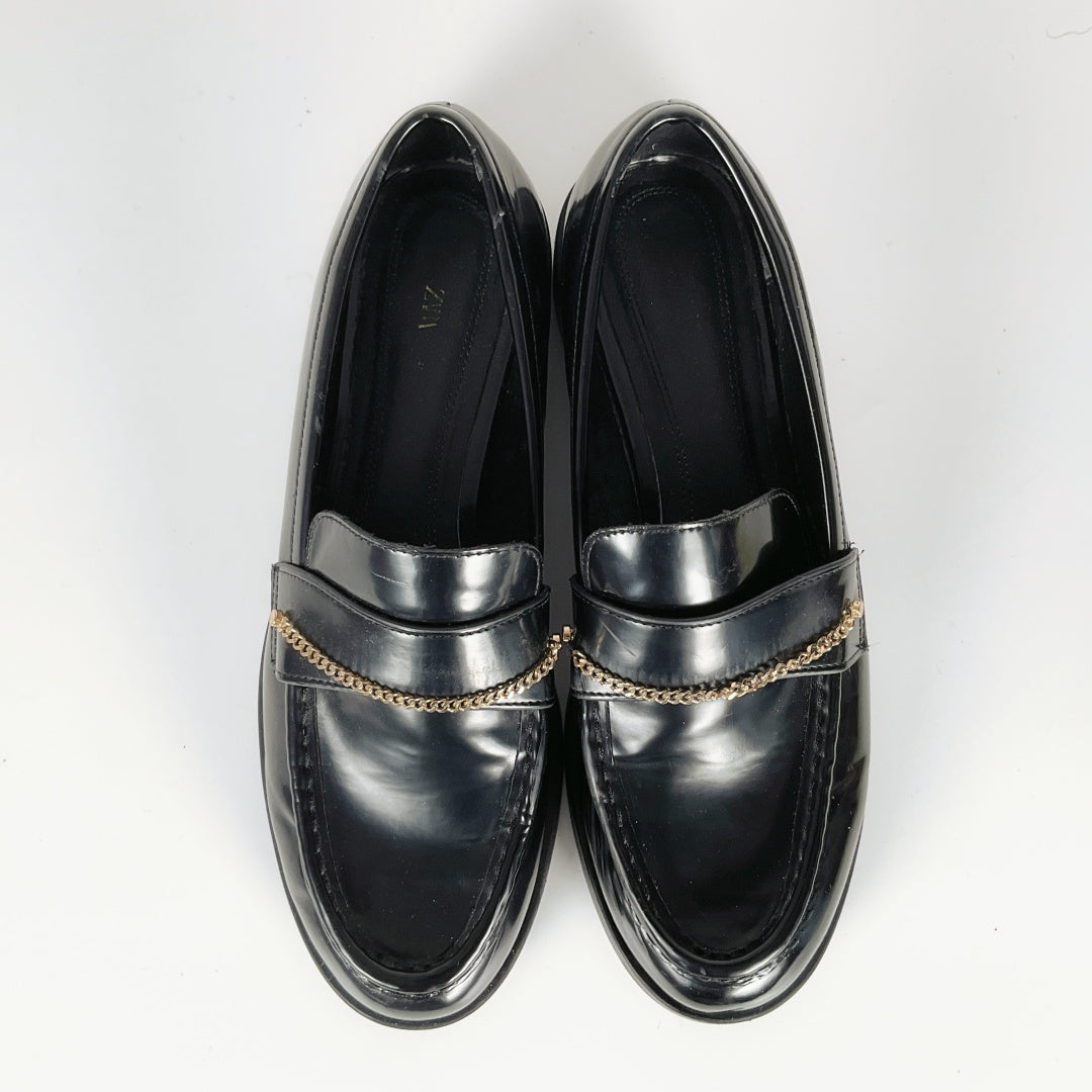 Zara - Black Loafers with Golden hardware