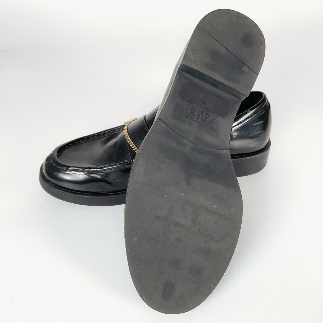 Zara - Black Loafers with Golden hardware