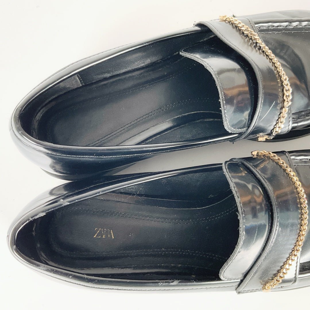 Zara - Black Loafers with Golden hardware