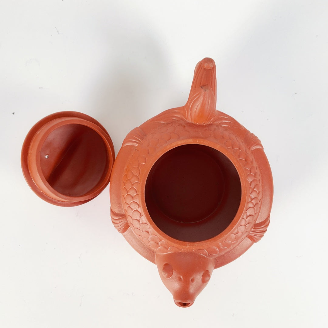 Title - Terracotta Fish-Shaped Teapot