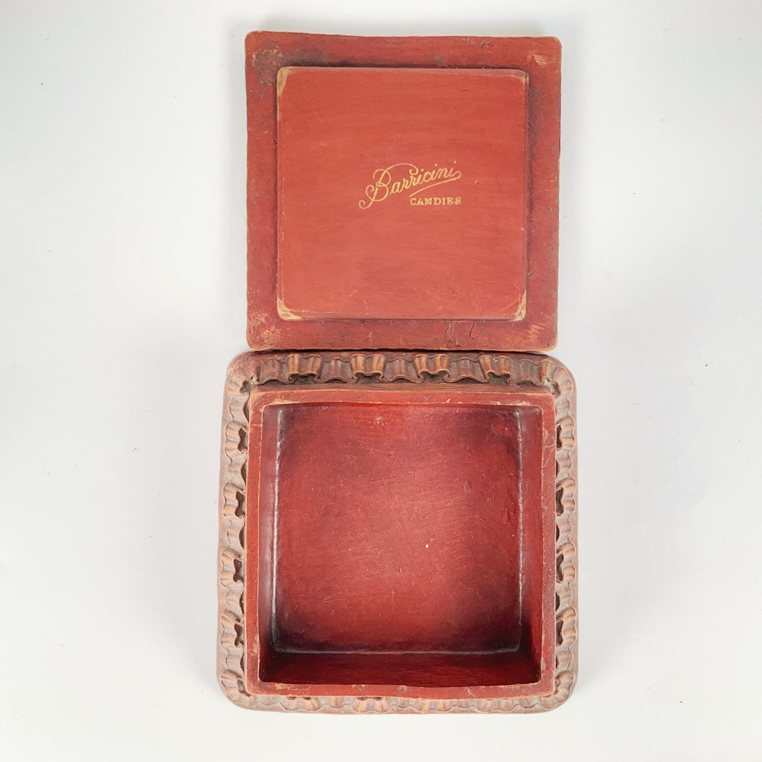 Vintage Barricini Candies Box with Carved Sailing Ship Lid