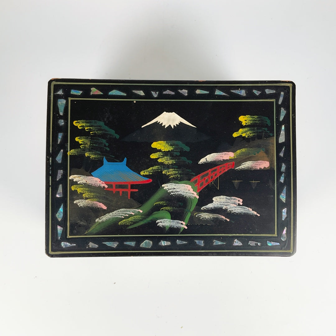 Vintage Japanese Black-Lacquer Jewelry Box