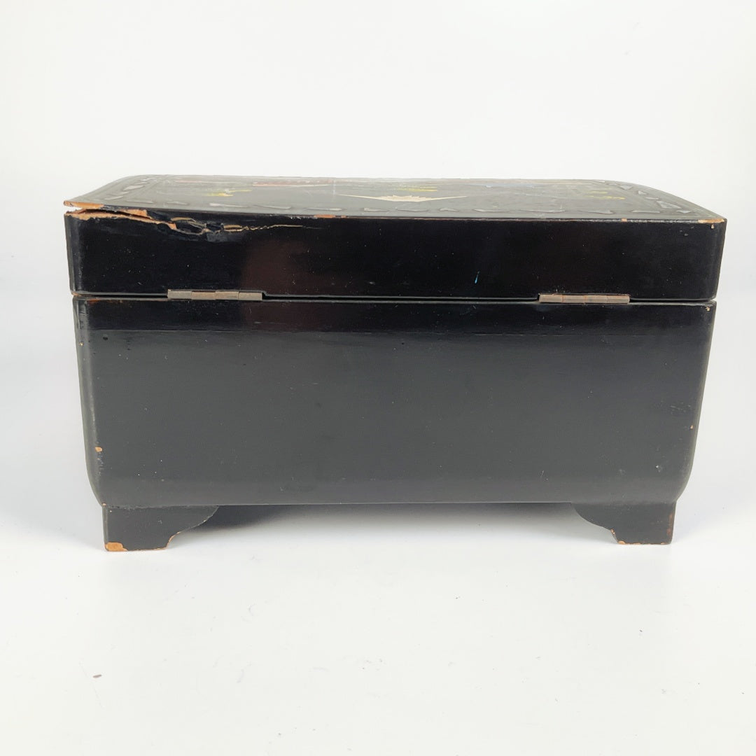 Vintage Japanese Black-Lacquer Jewelry Box