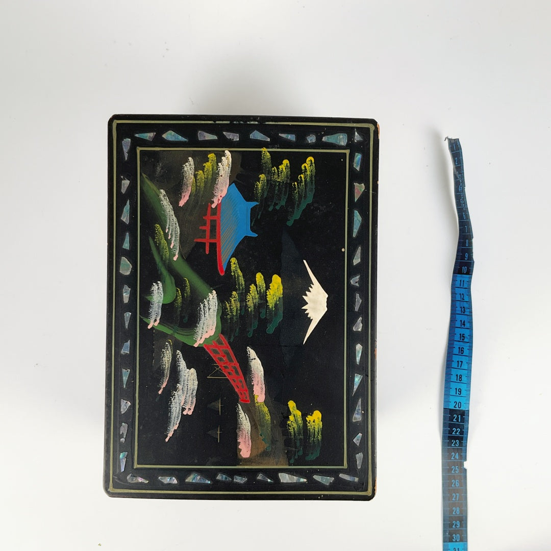 Vintage Japanese Black-Lacquer Jewelry Box
