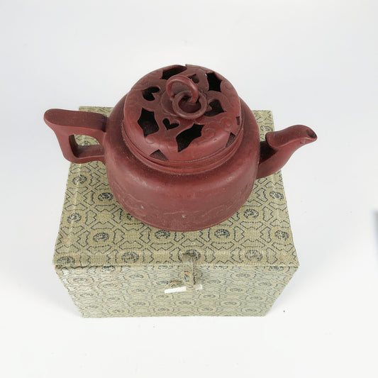 Yixing-Style Zisha Teapot with Pierced and Carved Design