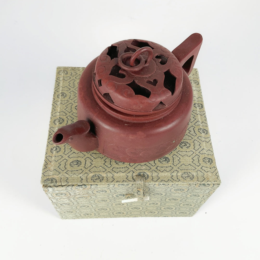 Yixing-Style Zisha Teapot with Pierced and Carved Design