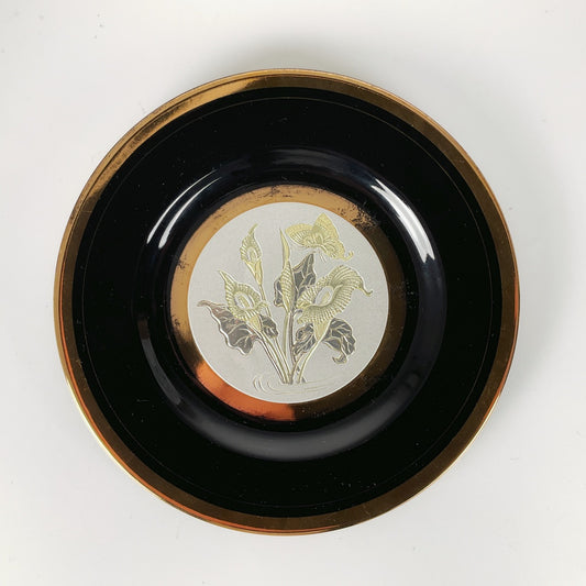 Vintage The Art of Chokin Decorative Plate "Calla Lily & Butterfly Design"