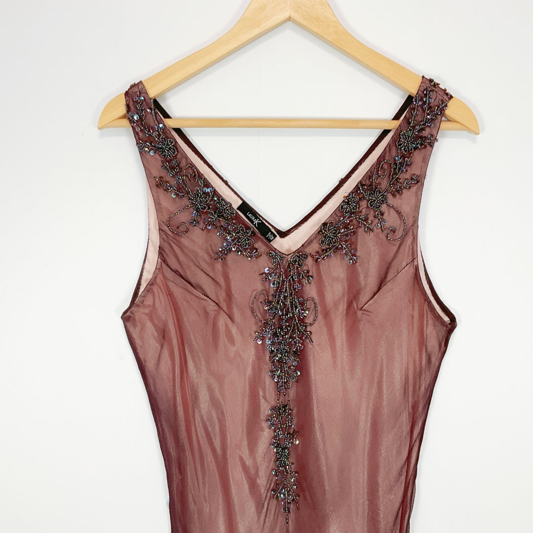 LAURAK - Silk Embellished Asymmetric Dress