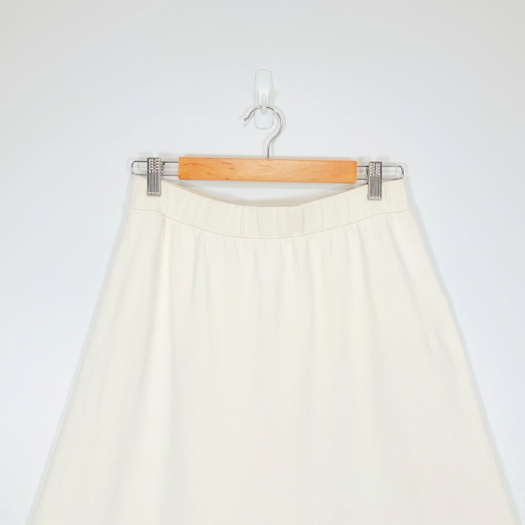 COS - Cream Cotton A-Line Midi Skirt