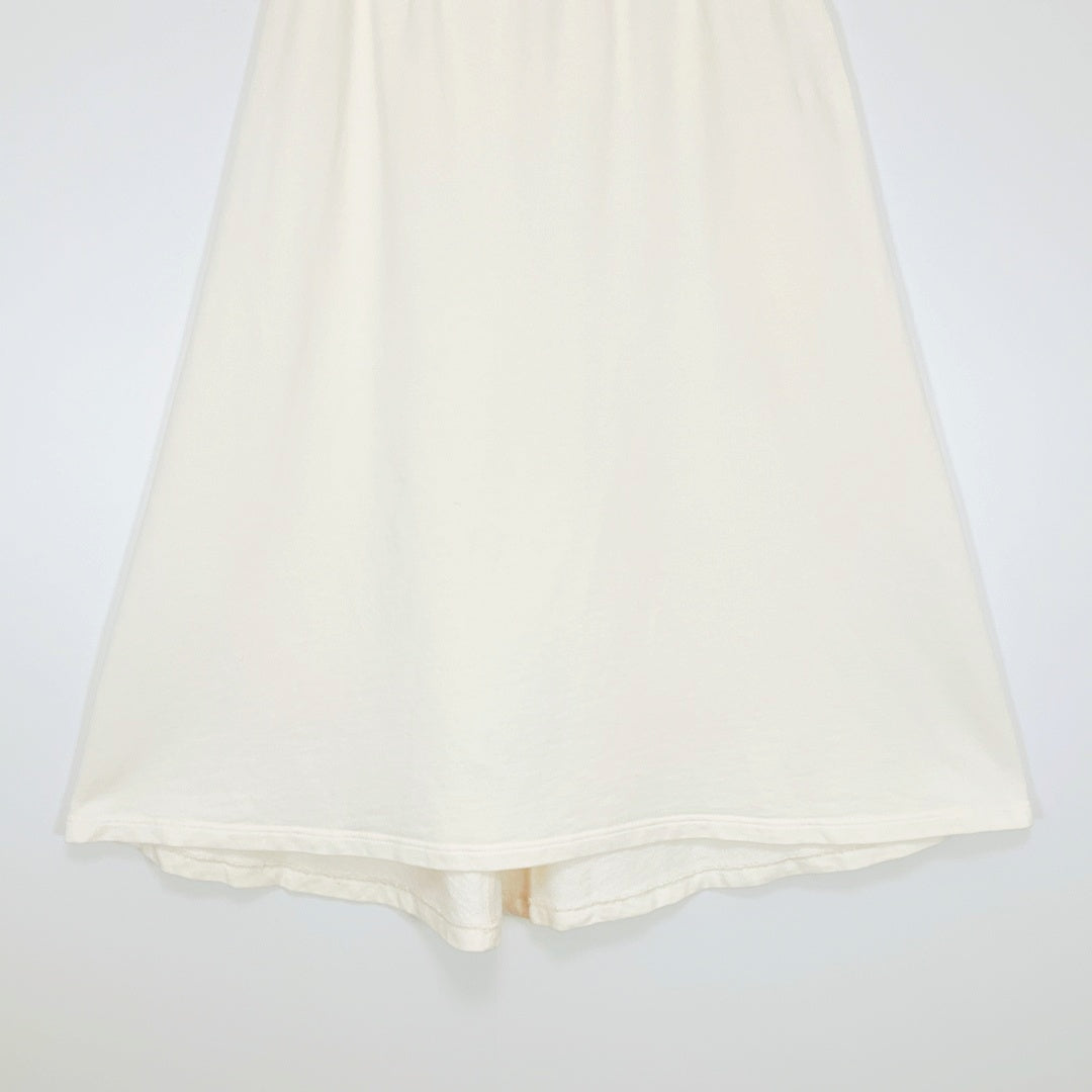COS - Cream Cotton A-Line Midi Skirt