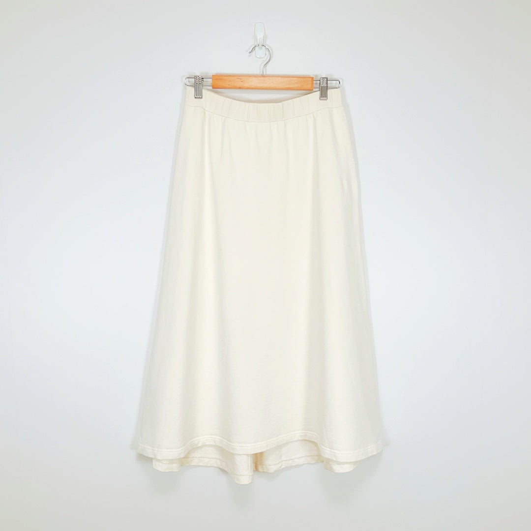 COS - Cream Cotton A-Line Midi Skirt