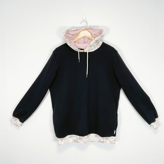 ETC - Black Hooded Tunic Top with Lace Trim