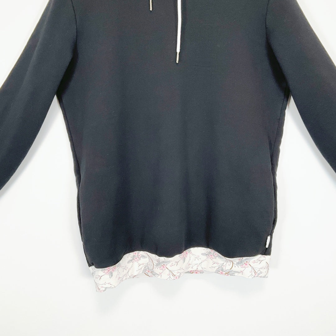ETC - Black Hooded Tunic Top with Lace Trim