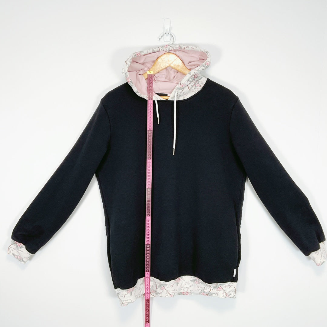 ETC - Black Hooded Tunic Top with Lace Trim