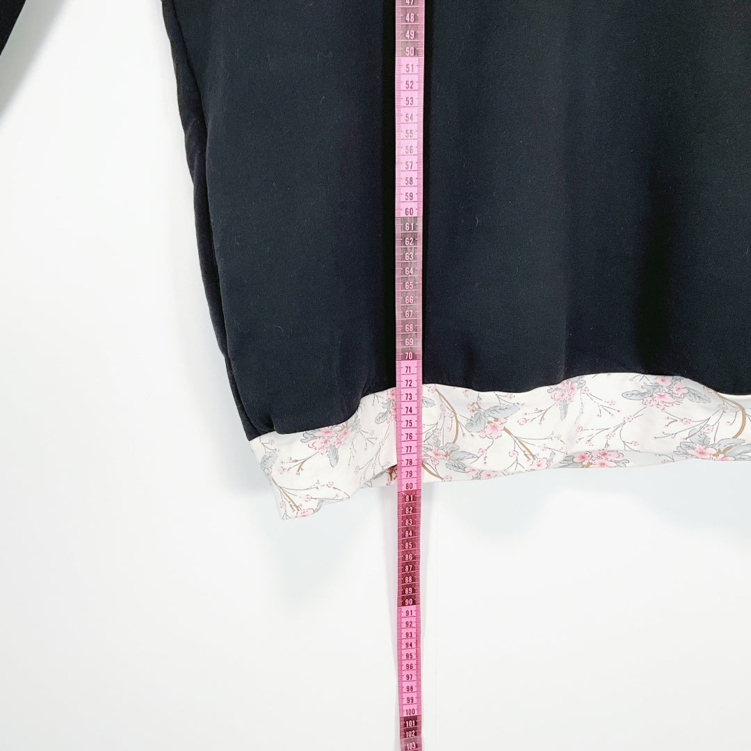 ETC - Black Hooded Tunic Top with Lace Trim