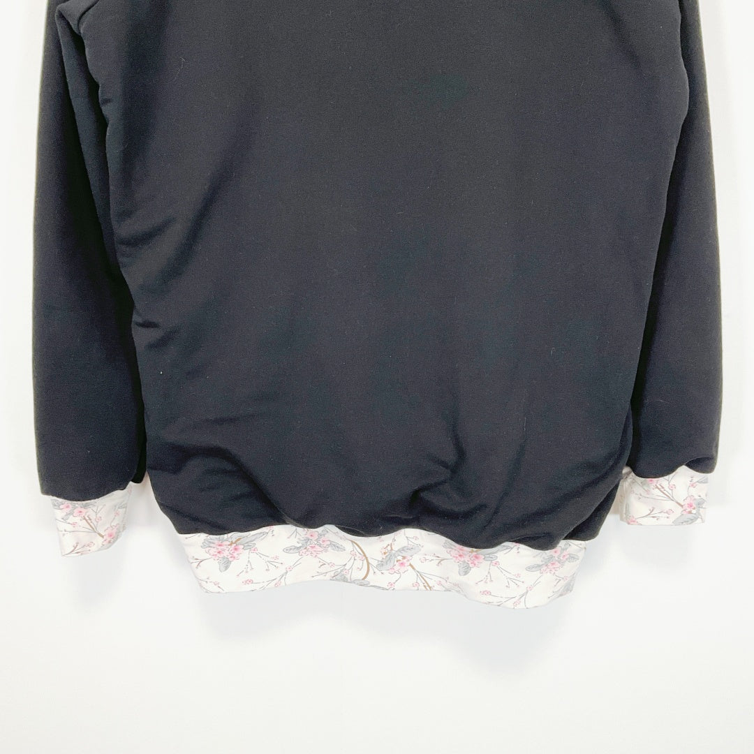 ETC - Black Hooded Tunic Top with Lace Trim