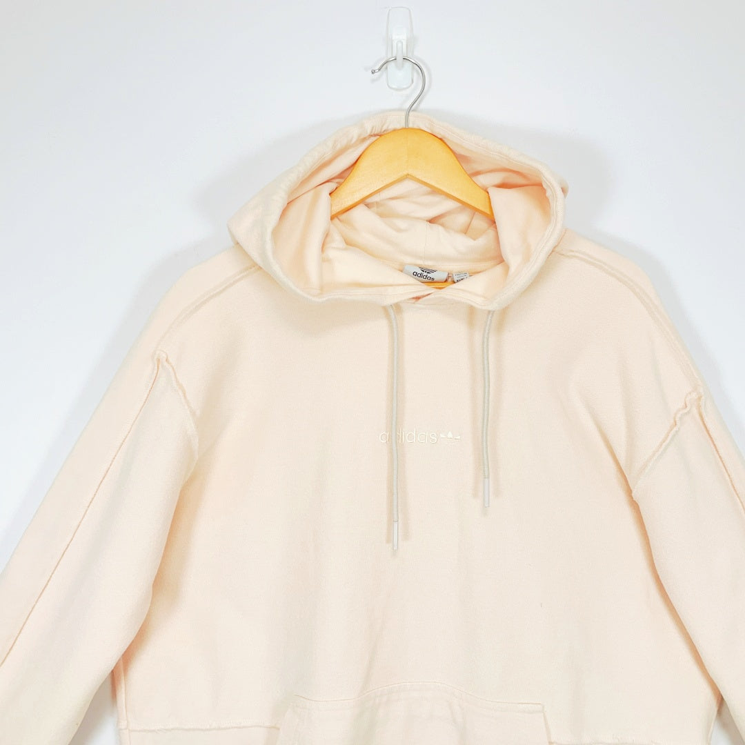 Adidas - Cream Cotton Pullover Hoodie
