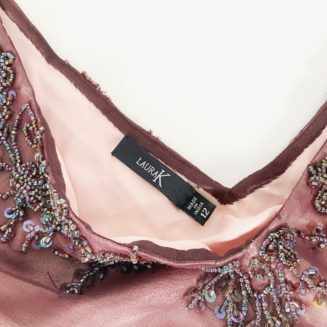 LAURAK - Silk Embellished Asymmetric Dress