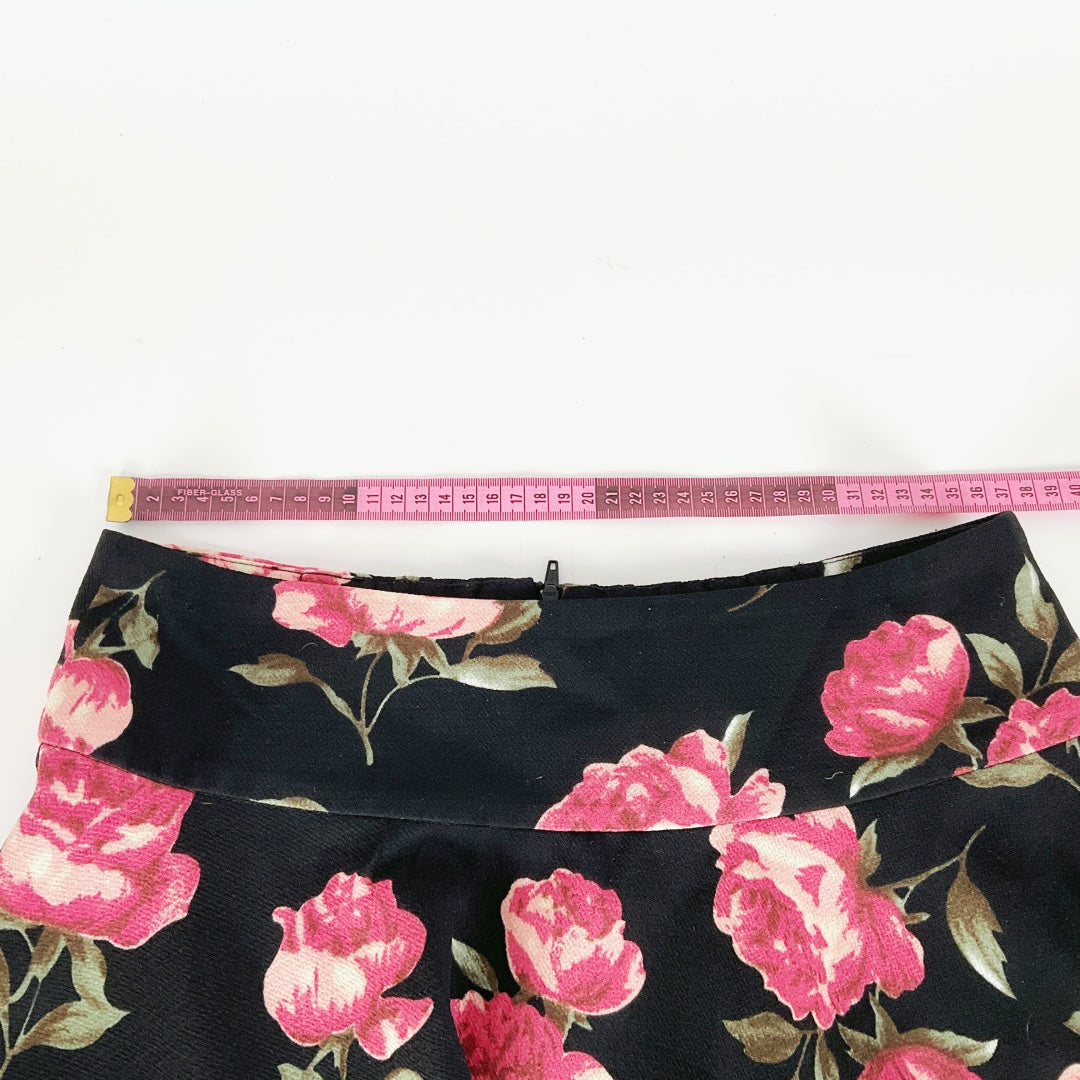 LIPPY - Black Floral Skater Skirt
