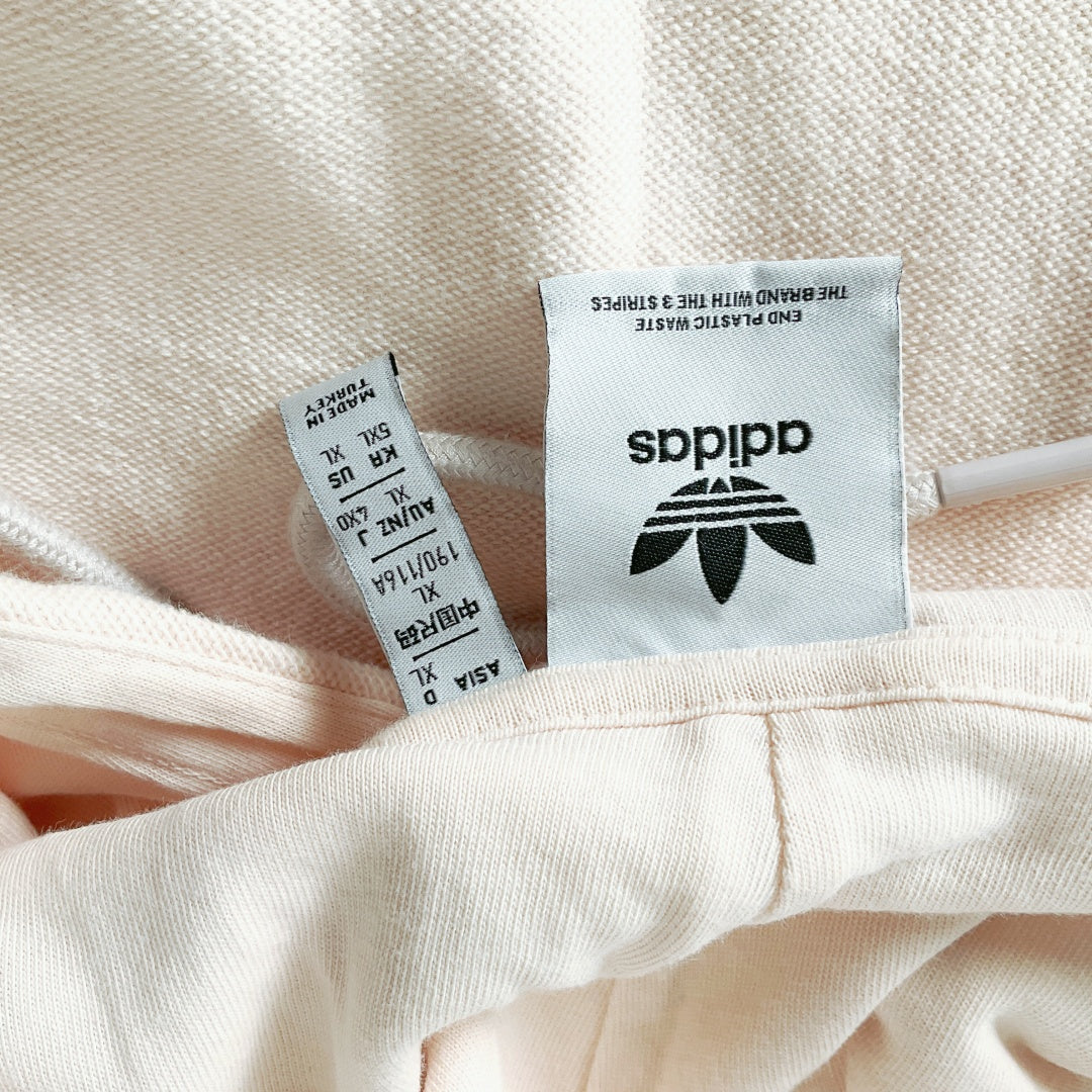 Adidas - Cream Cotton Pullover Hoodie
