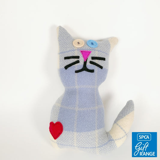 Artearoa – Blanket Cat – Blue & Cream Check