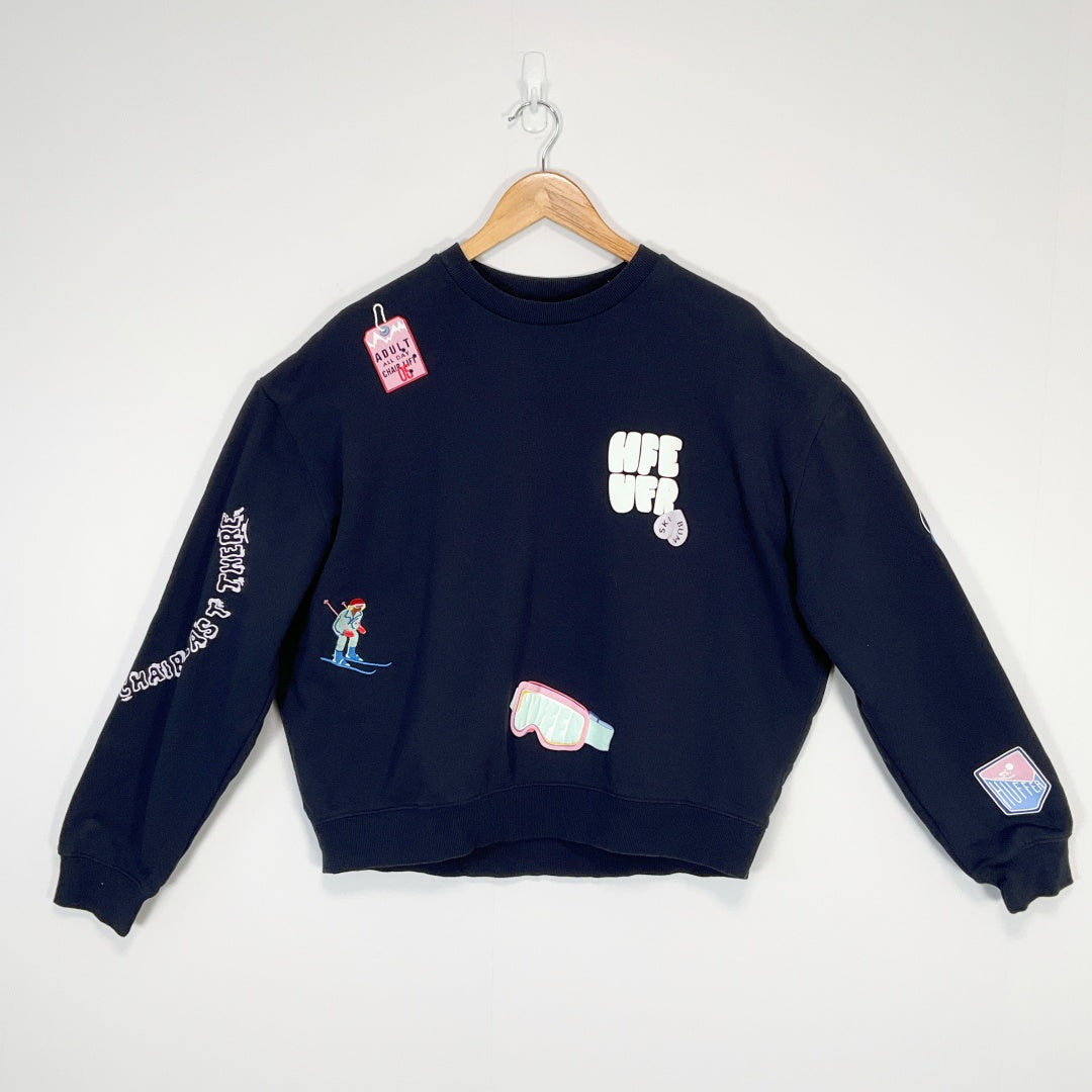HUFFER - "Have a Nice Day" Graphic Sweatshirt - Navy - Size 12