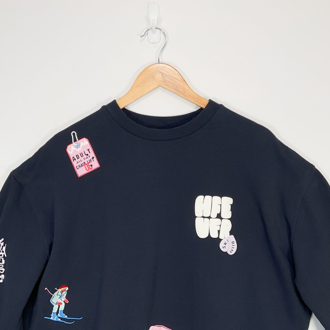HUFFER - "Have a Nice Day" Graphic Sweatshirt - Navy - Size 12