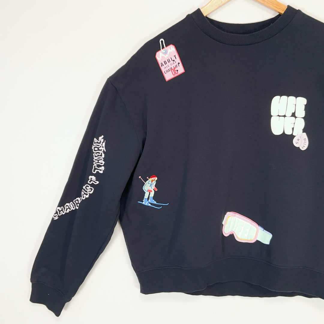 HUFFER - "Have a Nice Day" Graphic Sweatshirt - Navy - Size 12