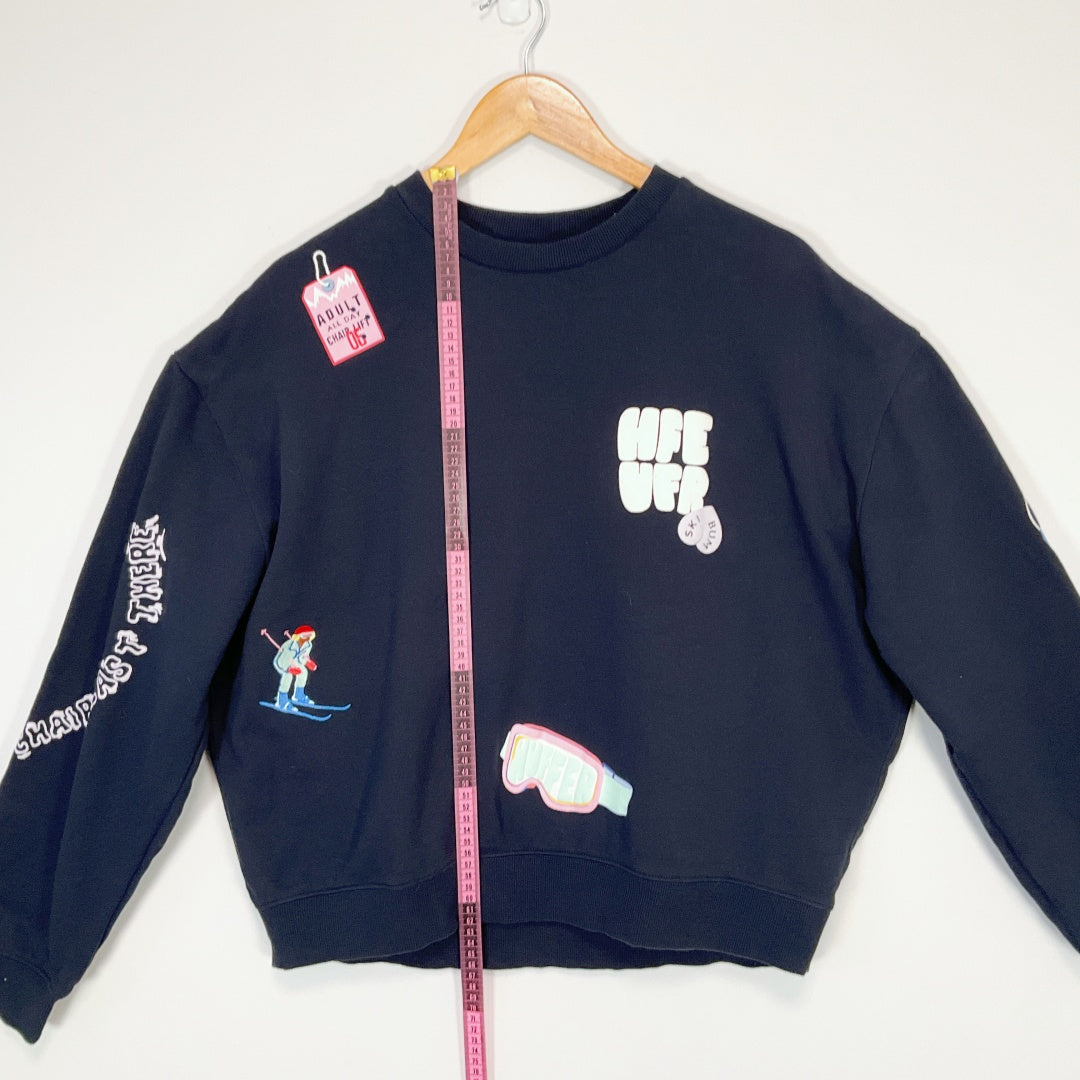 HUFFER - "Have a Nice Day" Graphic Sweatshirt - Navy - Size 12