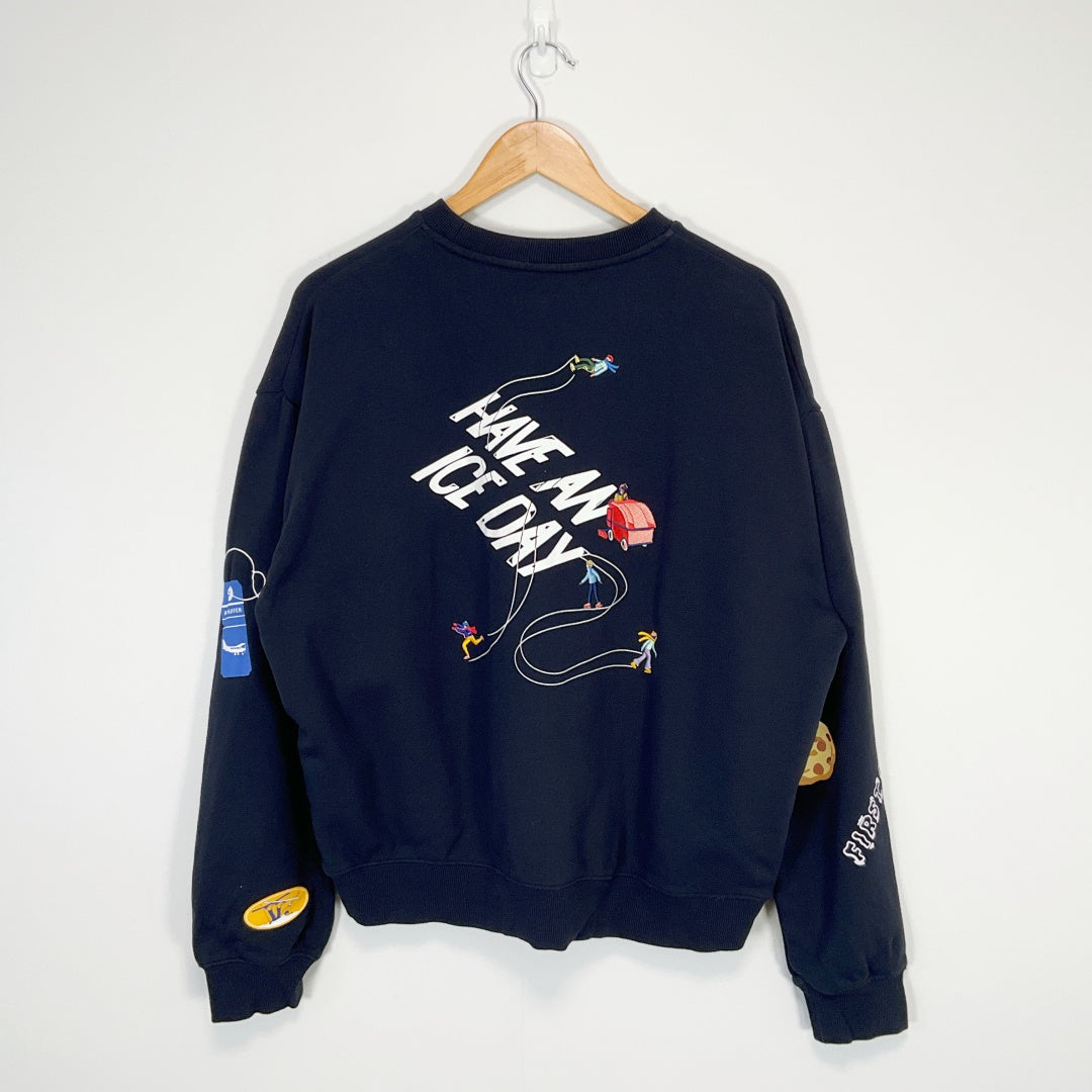 HUFFER - "Have a Nice Day" Graphic Sweatshirt - Navy - Size 12