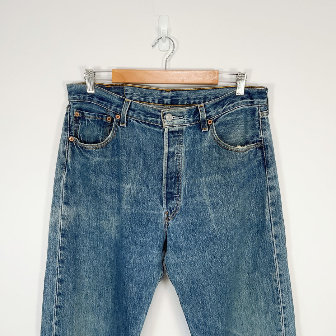 LEVI'S 501 - Classic Straight Leg Jeans - Blue - W34 L32