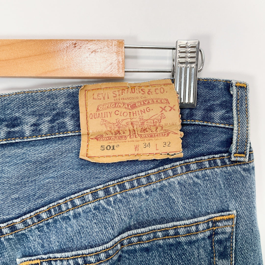 LEVI'S 501 - Classic Straight Leg Jeans - Blue - W34 L32