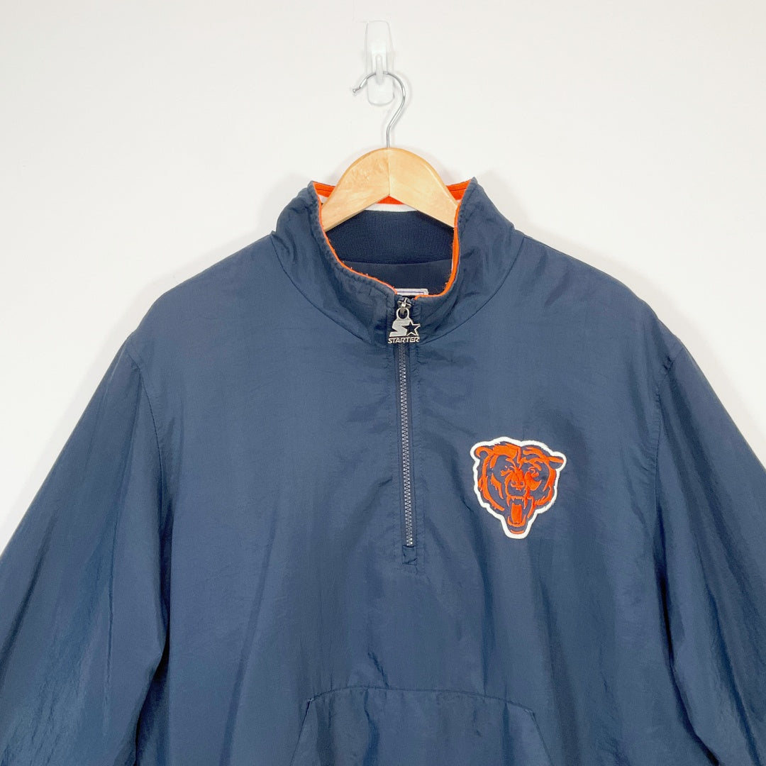 STARTER - Chicago Bears Half-Zip Windbreaker Jacket - Navy - Size L