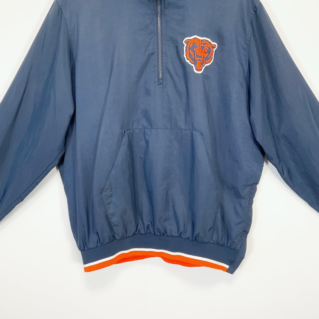 STARTER - Chicago Bears Half-Zip Windbreaker Jacket - Navy - Size L
