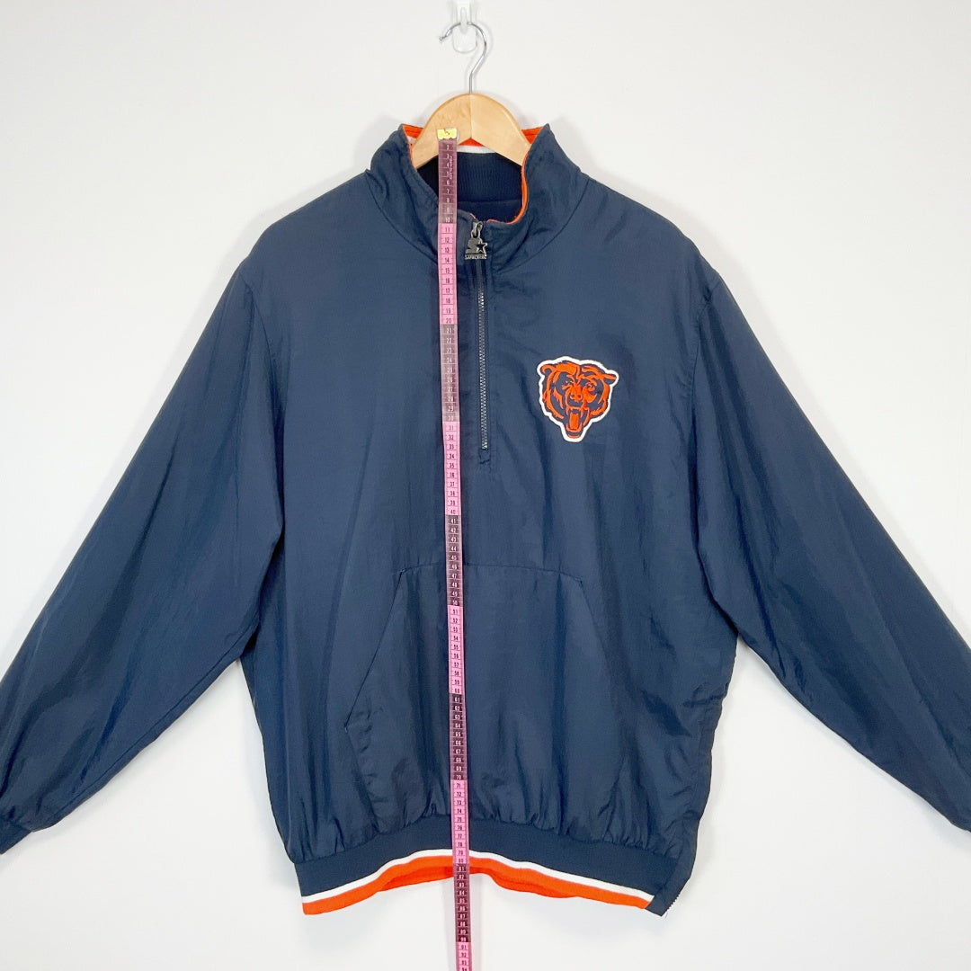 STARTER - Chicago Bears Half-Zip Windbreaker Jacket - Navy - Size L